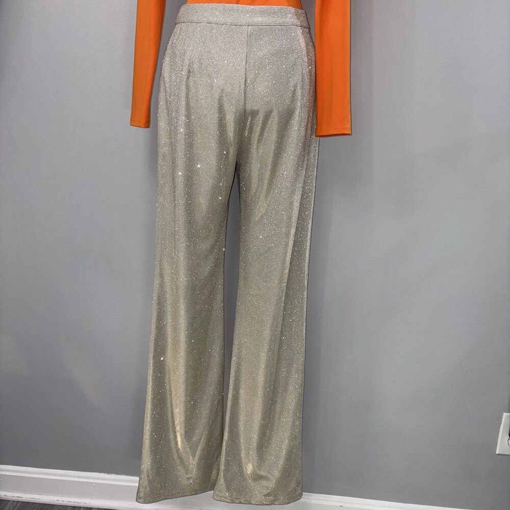 SLA The Label Santorini Sparkly Pants Sz S Champagne Shimmer Wide Leg Festival